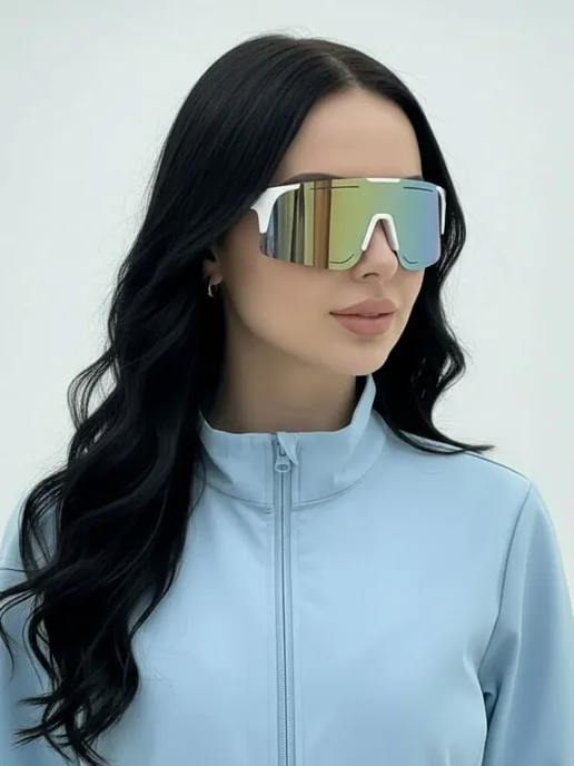 Очки солнцезащитные спортивные для лыжного спорта, белый, фото 5