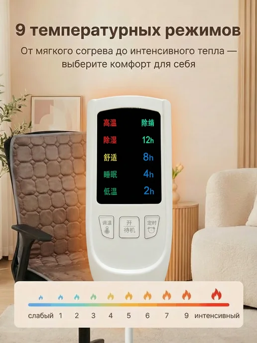 MigMax Тёплая накидка на офисное кресло, подогрев спины N053, Тёплая офисное подогрев спины, фото 4