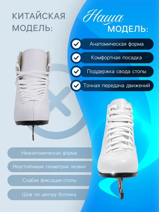 Нимай Нитай Фигурные коньки с узором, размер 40, белый, фото 3