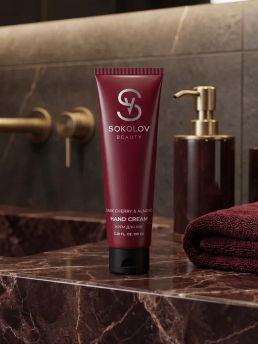 SOKOLOV Крем для рук увлажняющий dark cherry & almond 50 мл, 100 мл, фото 3
