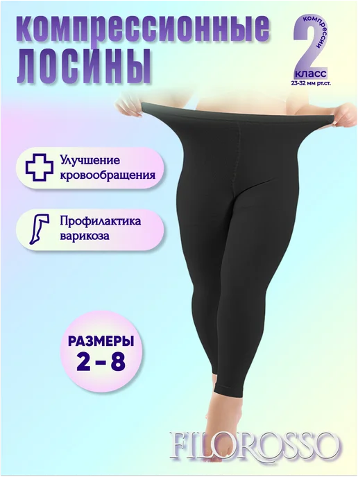 FILOROSSO Лосины компрессионные 2 класс Большие размеры, черный
