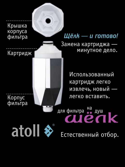 Atoll Картридж для фильтра для душа атолл Шёлк, белый, фото 2