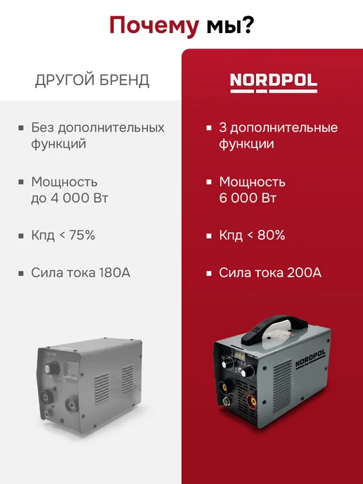 NORDPOL Сварочный аппарат полуавтомат без газа с электродом, серый, фото 5