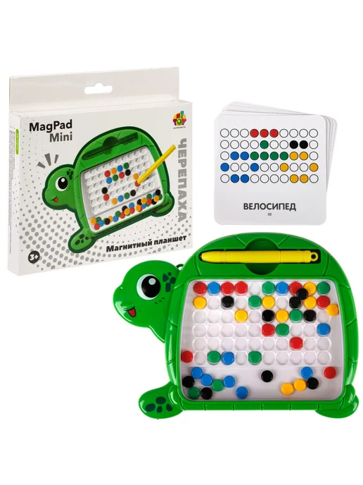 1TOY Магнитная мозаика для малышей доска с магнитными шариками, зеленый