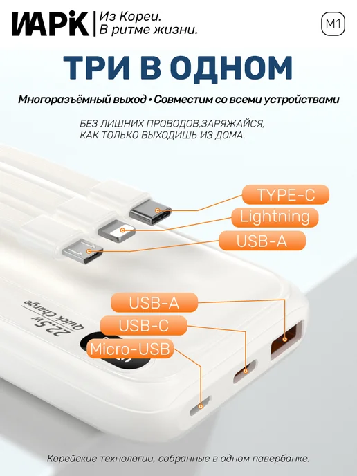 WAPIK Повербанк 10000 mAh, внешний аккумулятор, power bank, 10000 мАч, фото 2