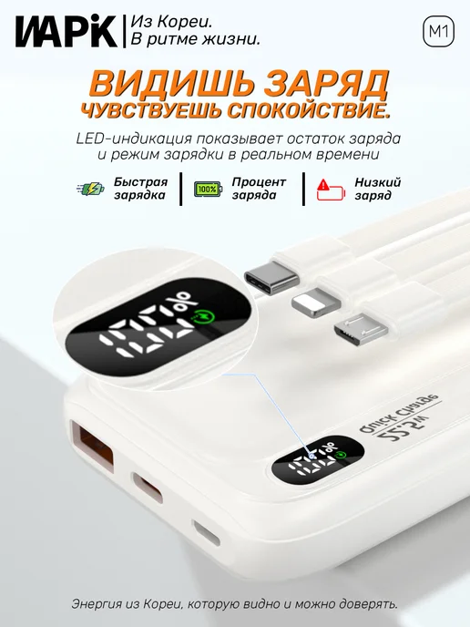 WAPIK Повербанк 10000 mAh, внешний аккумулятор, power bank, 10000 мАч, фото 6