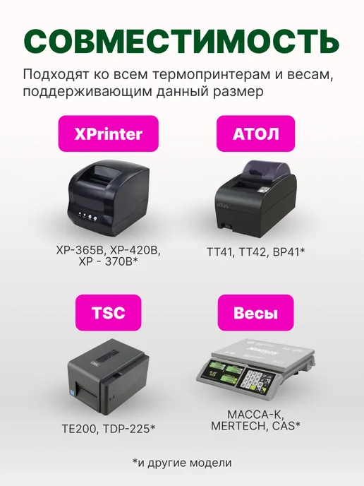 Термоэтикетки 58х40 мм, 500 шт. в рулоне, эко, 58x40 мм, 700 шт, фото 4