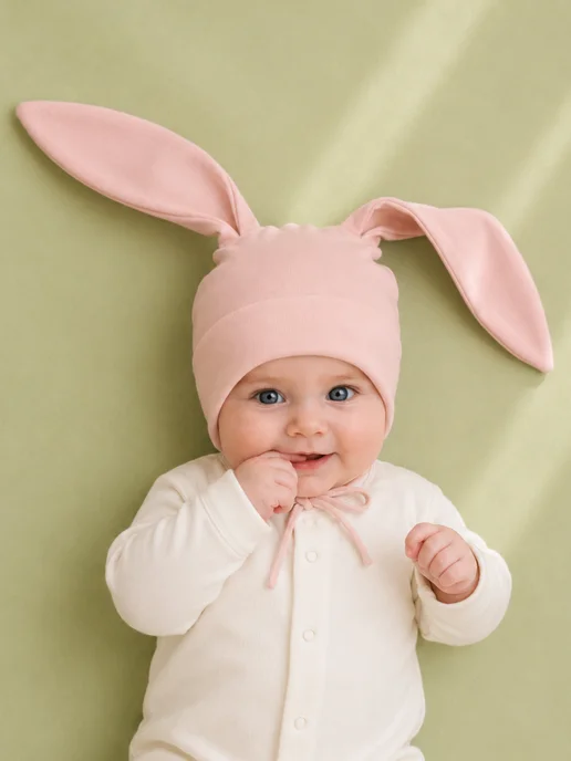 Little Star Чепчик для малышей шапочка для новорожденных Зайка, розовый