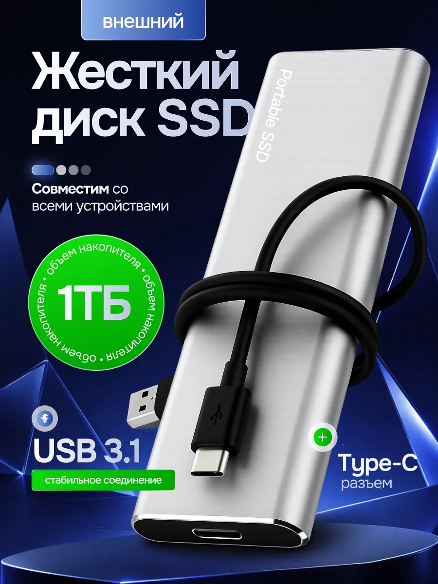 Внешний жесткий диск SSD 1 ТБ