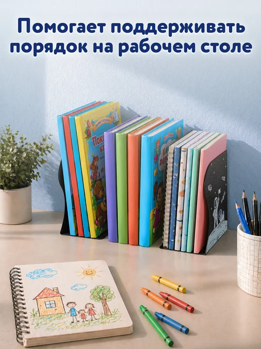 ЮНЛАНДИЯ Подставка для книг и учебников школьная, держатель на полку, черный, фото 3
