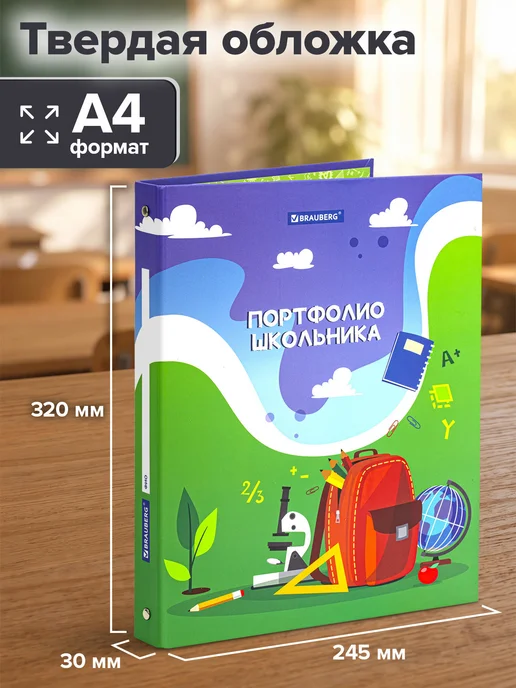 Brauberg Портфолио школьника, дошкольника папка, А4 на кольцах, вариант, фото 3