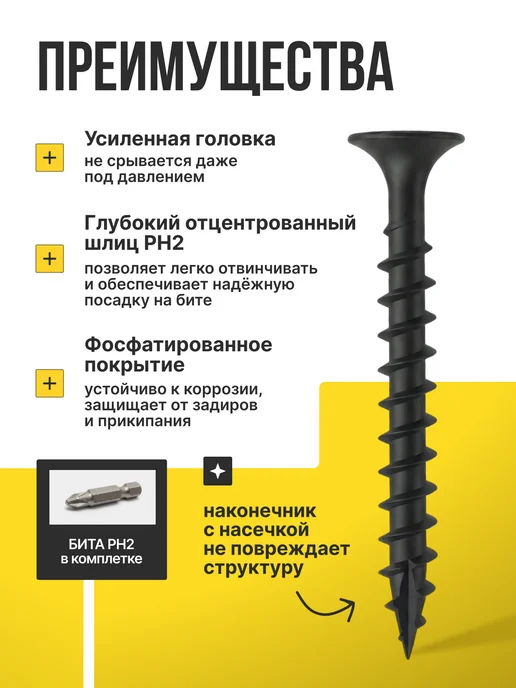 FASTNR Саморезы по дереву и гипсокартону 3.5X35, 270 штук, вариант, фото 2