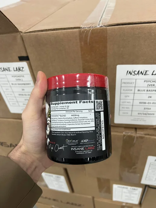 INSANE LABZ Психотик Предтренерочный комплекс Энергетик Blue Raspberry, синий, фото 2