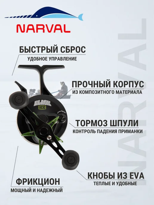 Narval Катушка для зимней рыбалки Frost Black Ice Black Olive, черный, фото 3