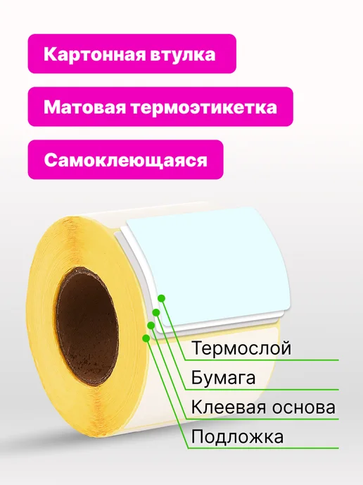 Термоэтикетки 58х40 мм, 500 шт. в рулоне, эко, 75x120 мм, 250 шт, фото 3
