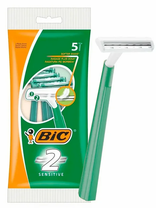 BIC Бритвы одноразовые 2 Sensitive (5 станков), 2 лезвия, вариант, фото 4