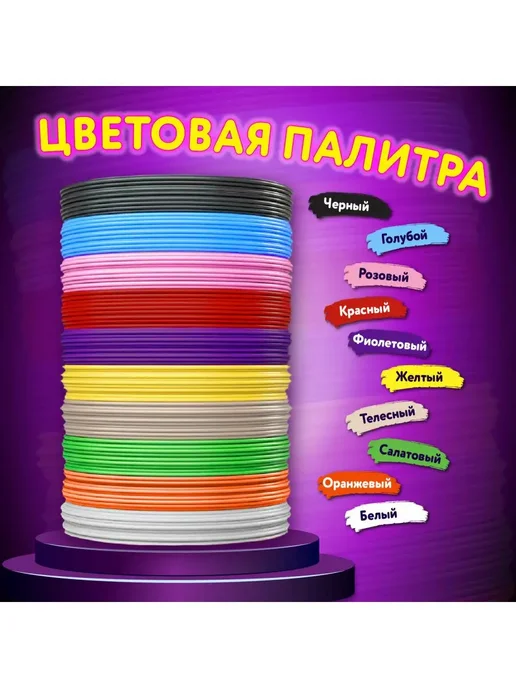 Brauberg Набор Pla-пластика для 3д 3d ручки, 100 метров (10 цветов), 100 м, 10 цв., фото 3