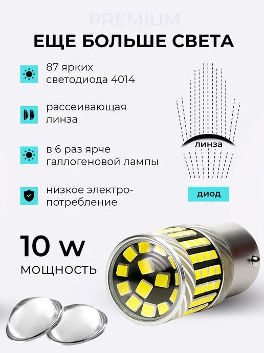 HeroDigital Лампы светодиодные P21W LED 12В 1156-BA15S, 2 шт, 21 Вт, 2 шт, фото 3