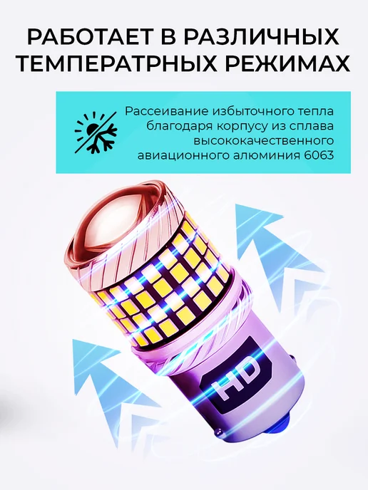 HeroDigital Лампы светодиодные P21W LED 12В 1156-BA15S, 2 шт, 21 Вт, 2 шт, фото 4