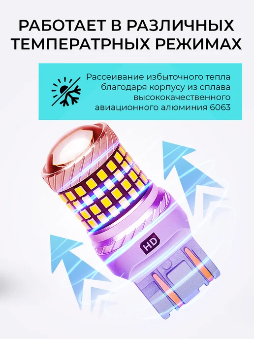 HeroDigital Лампы светодиодные W21 5W T20 LED 12В, 2 шт, 5 Вт, 2 шт, фото 4