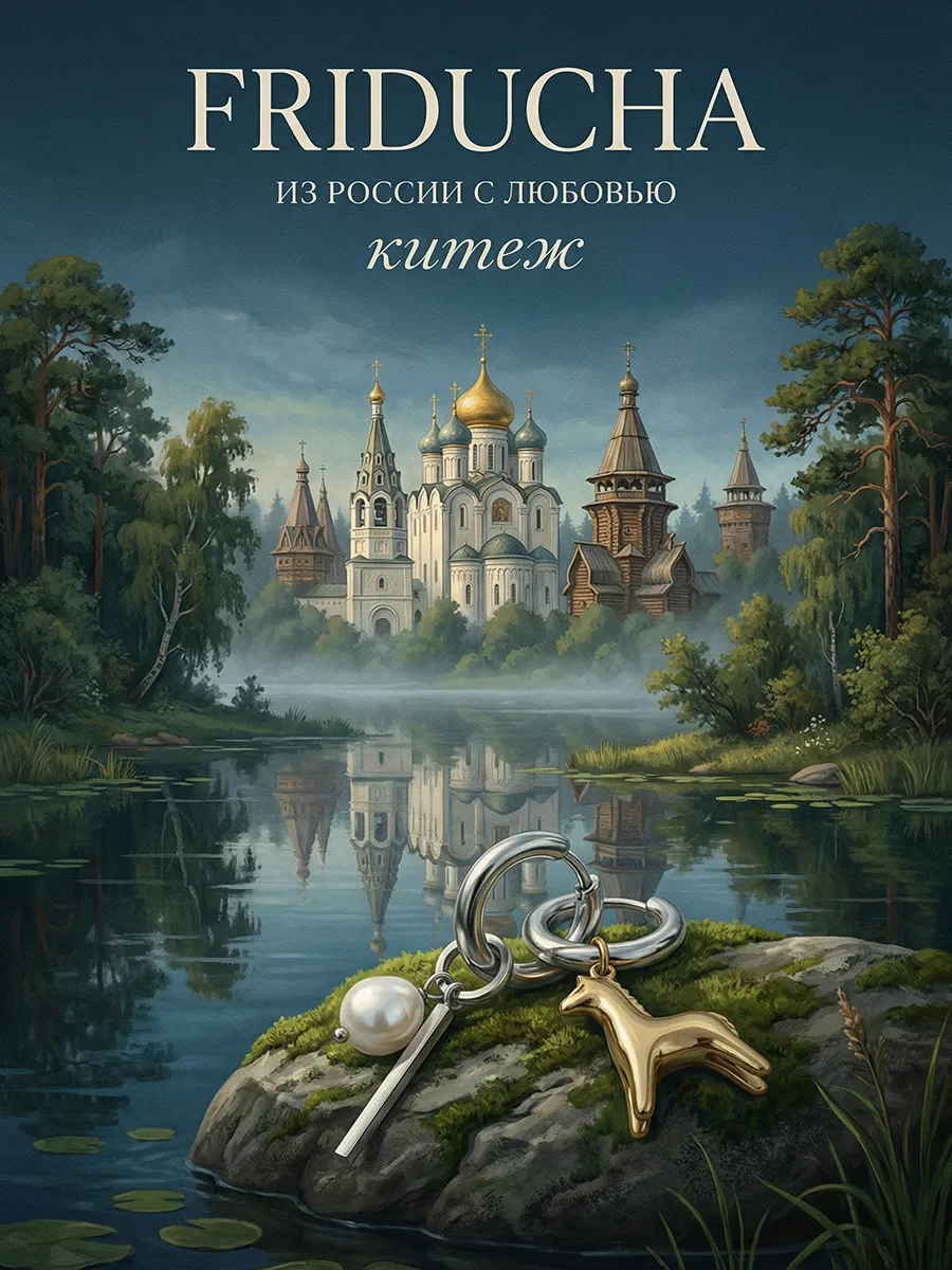 Серьги-конго «Китеж» со съёмными подвесками, биколор