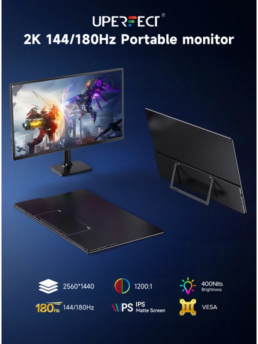 Uperfect 23.8" Портативный монитор Umax24 Pro 2560x1440, 180 Гц, IPS, 2560x1440, фото 2