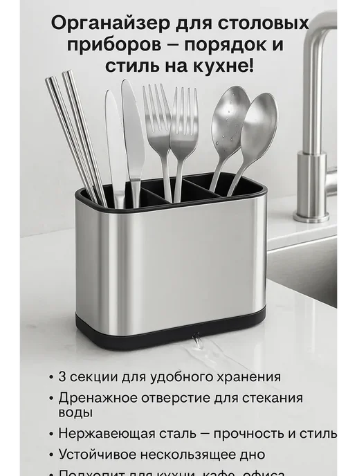 латимич2 Пластиковый лоток для вилок столовых приборов, серый, фото 4