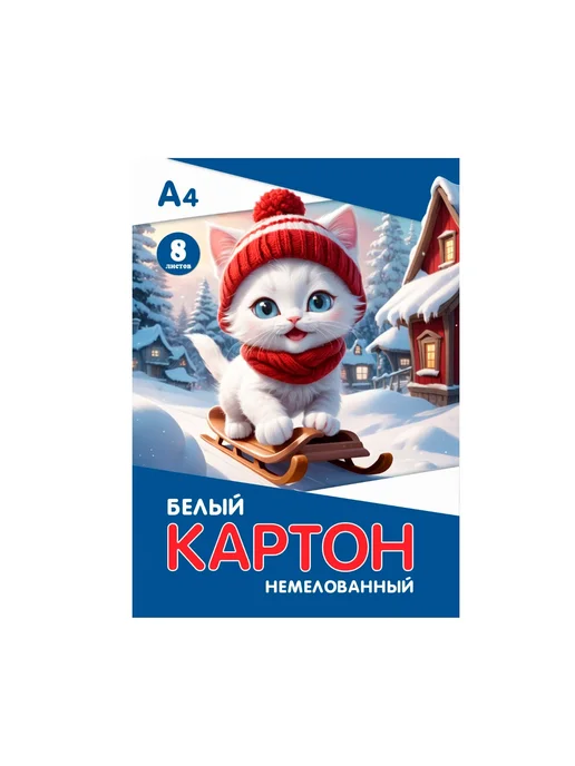 Канцелярские товары. Картон цветной, А4, немелованный, 10 листов, 2 уп, белый, 8 шт, фото 2