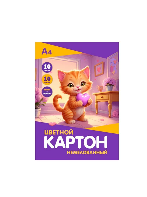 Канцелярские товары. Картон цветной, А4, немелованный, 10 листов, 2 уп, цветной 10 3, фото 2