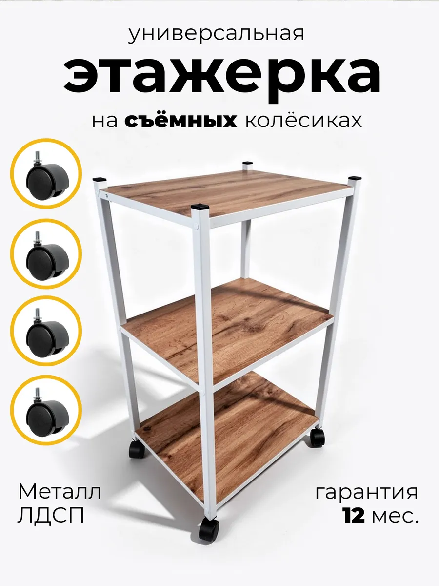 Этажерка лофт металлическая на колесах