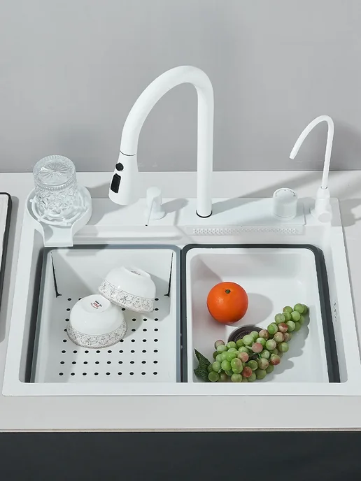 MYqulity мойка для кухни раковина врезная 600*460mm, белый, фото 4