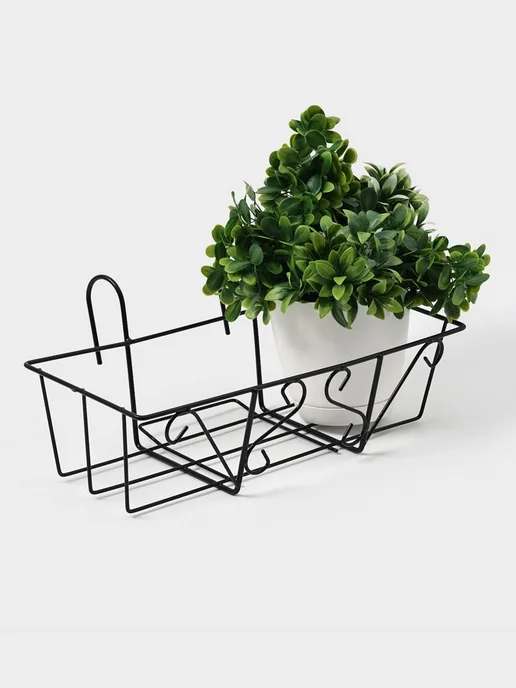 Нимай Нитай Балконная подставка для цветов черная 45.5х20х12 см, 20x12 см