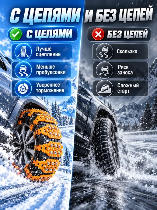 Цепи противоскольжения на колеса антипробуксовочные, 8 шт, фото 2