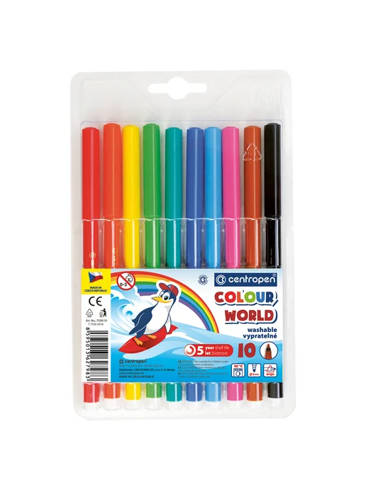 CENTROPEN Набор цветных фломастеров COLOUR WORLD TP 10 цв, вариант