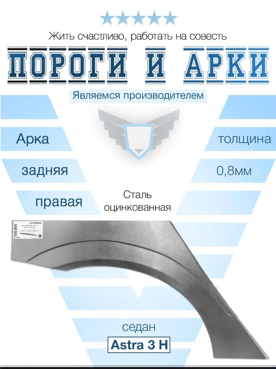 Арка правая для Opel Astra H 2004-2014 седан