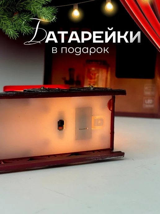 Фонарик новогодний светодиодный паровозик 14см, красный, в упаковке 220 г, фото 5
