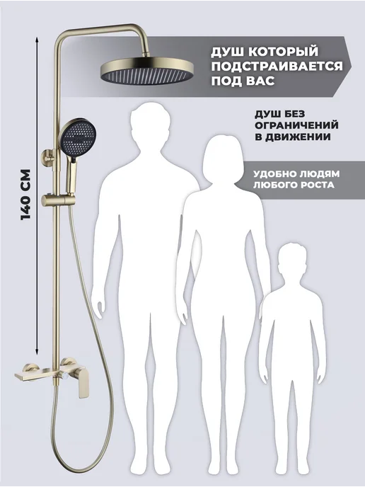 SanExpert Душевая система с тропическим душем 3в1, вариант, фото 3