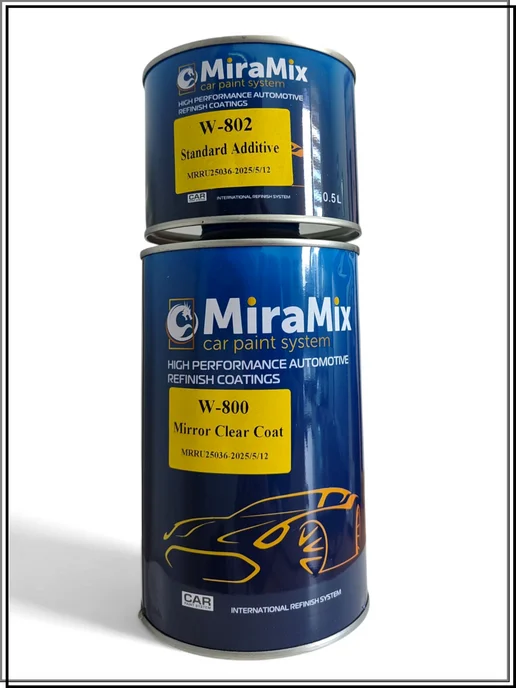 Mira Mix Прозрачный лак автомобильный 1л+0,5 W-800, 1 л, фото 2