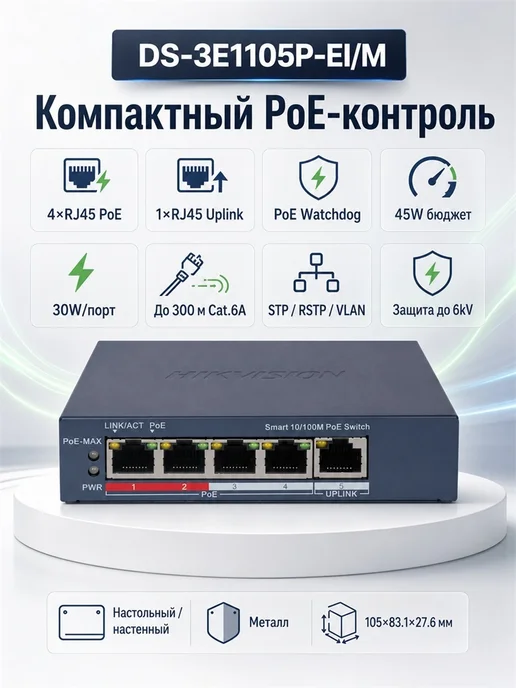 Hikvision DS-3E1105P-EI M, вариант