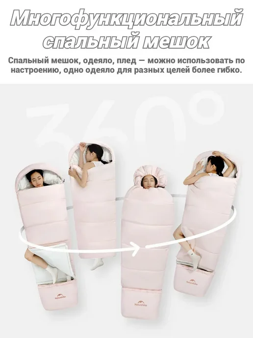 Naturehike Спальный мешок детский туристический C180, розовый, фото 6