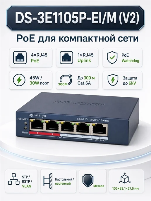Hikvision DS-3E1105P-EI M, V2