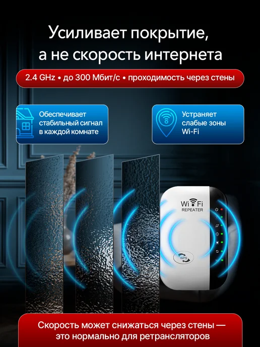 Усилитель wifi сигнала для роутера репитер, черный, фото 4