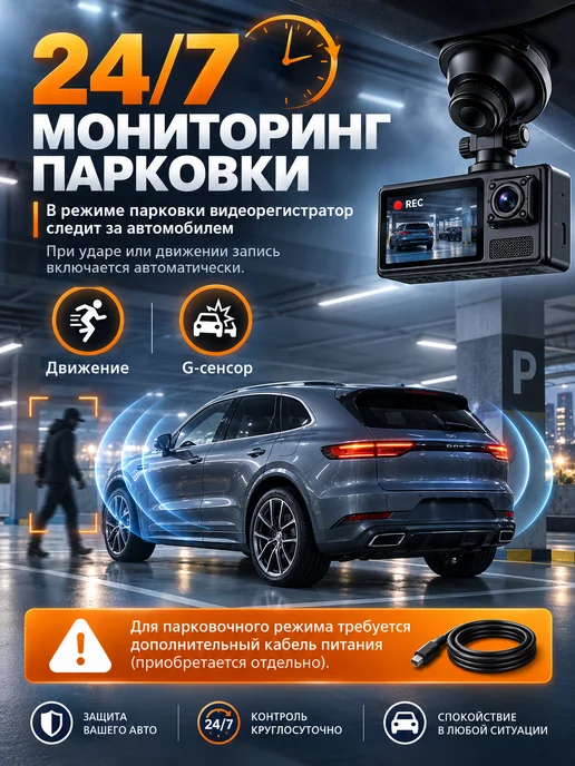 Автомобильный видеорегистратор 3 в 1 в автомобиль, черный, фото 3
