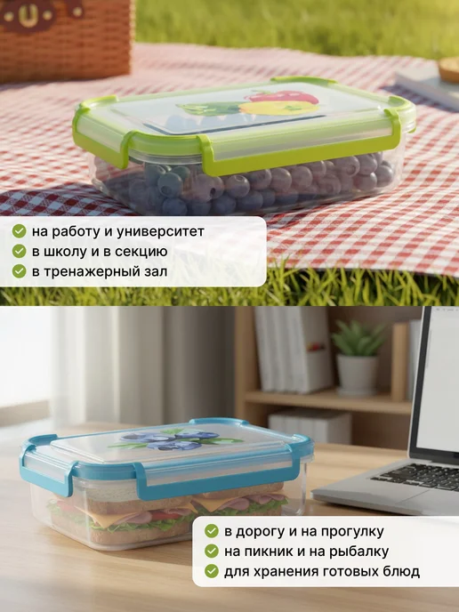 ADRIANOPLAST Контейнер герметичный 0,75л на защелках 2шт, 750 мл, 2 шт, фото 3