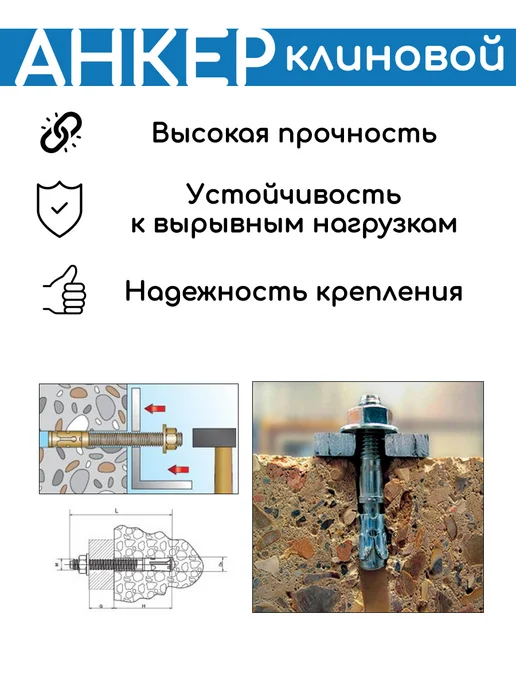 Анкер клиновой 12,0х160мм, 10шт, 24.0x260 мм, 2 шт, фото 2