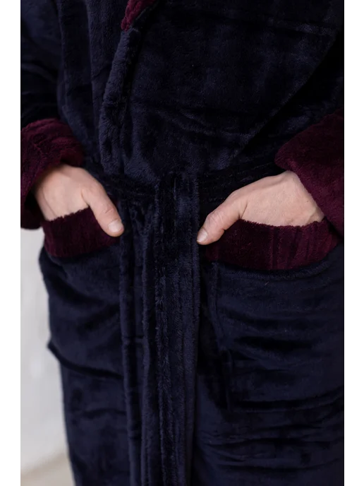 Comfort Fashion Халат махровый с капюшоном теплый, черный, фото 6