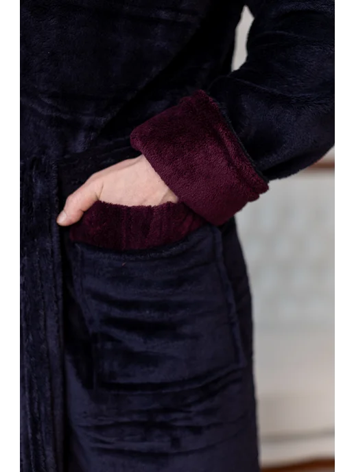 Comfort Fashion Халат махровый с капюшоном теплый, черный, фото 7