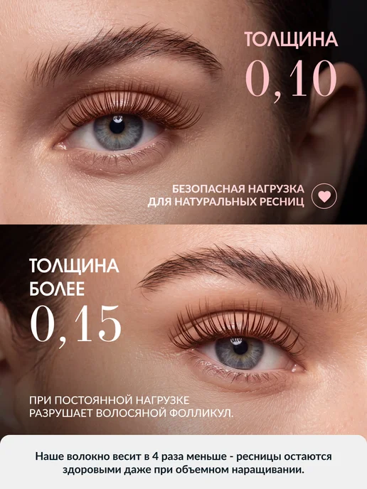 E'CHELLE Ресницы для наращивания Taupe D 0.10 микс 6-13 mm, вариант, фото 4