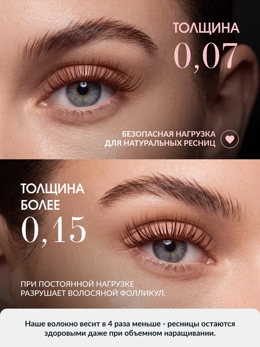 E'CHELLE Ресницы для наращивания Taupe M 0.07 микс 5-12 mm, вариант, фото 4