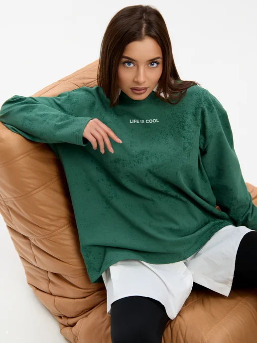Cool Look Свитшот оверсайз без начеса, зеленый